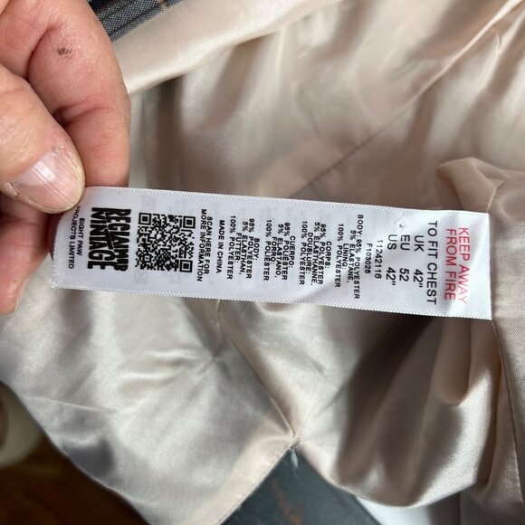 Reclaimed Vintage Two-Tone Beige & Black Plaid Blazer Jacket Unisex Size 42 - Picture 5 of 10